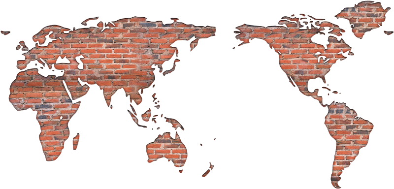 Brick wall world map wall sticker - TenStickers