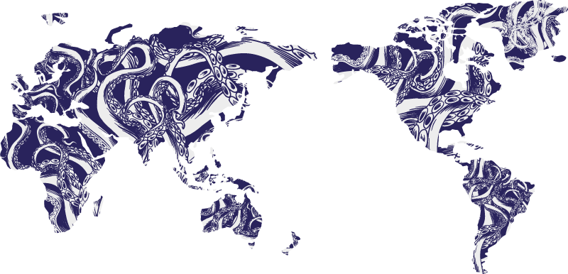 Octopus tentacles world map wall sticker - TenStickers