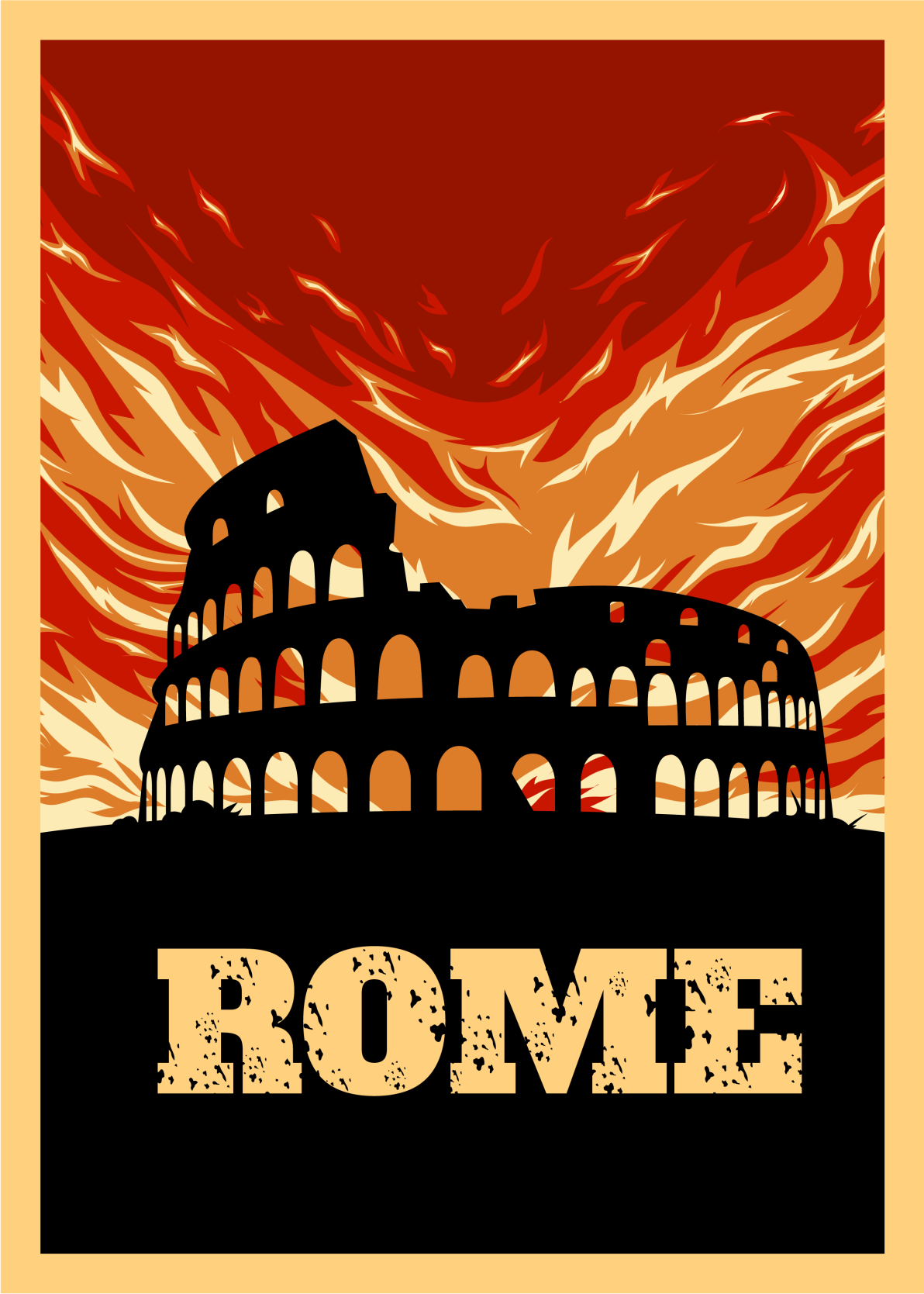 火热的意大利旗帜与罗马市贴纸 Tenstickers