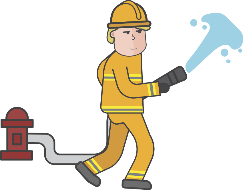 Vinilo infantil bombero en acción - TenVinilo