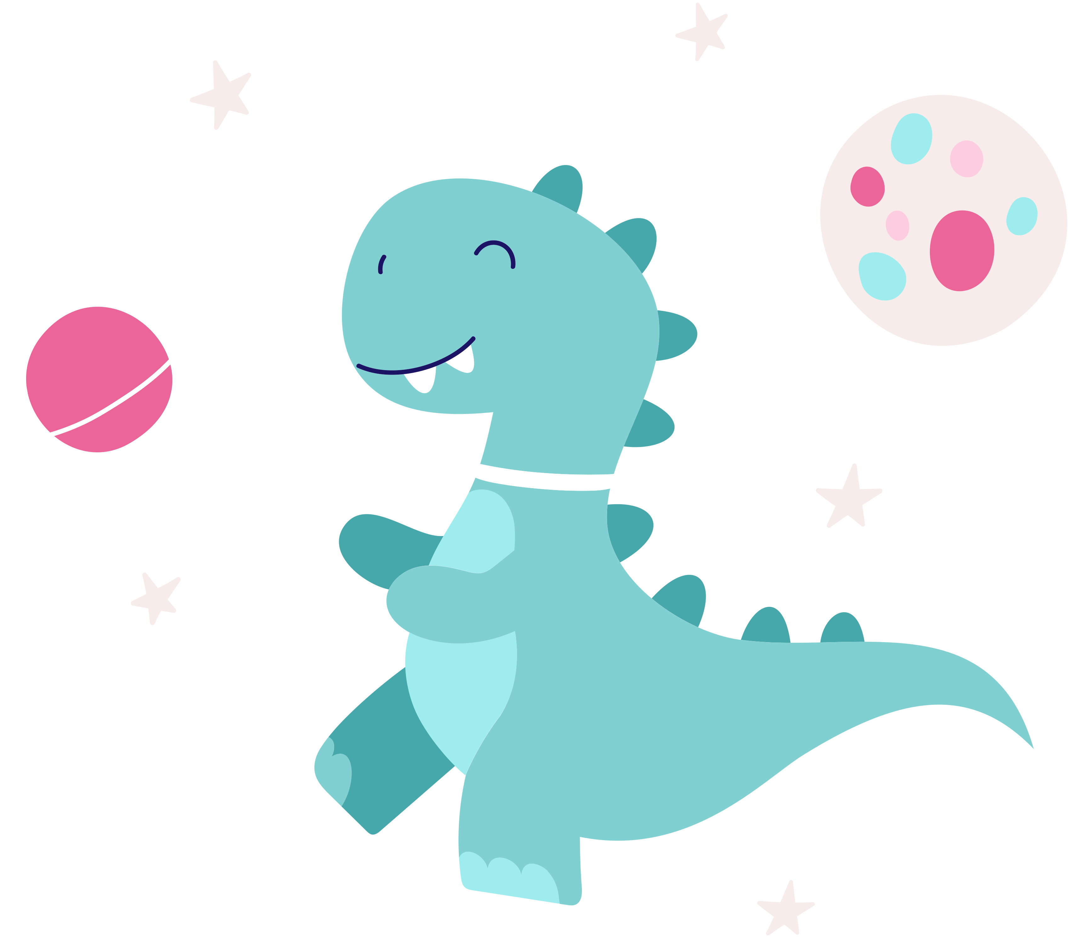 Stickers y vinilos decorativos, ilustración divertida de dinosaurios en  colores suaves al estilo de agua, decoración infantil, 68 cm x 48 cm