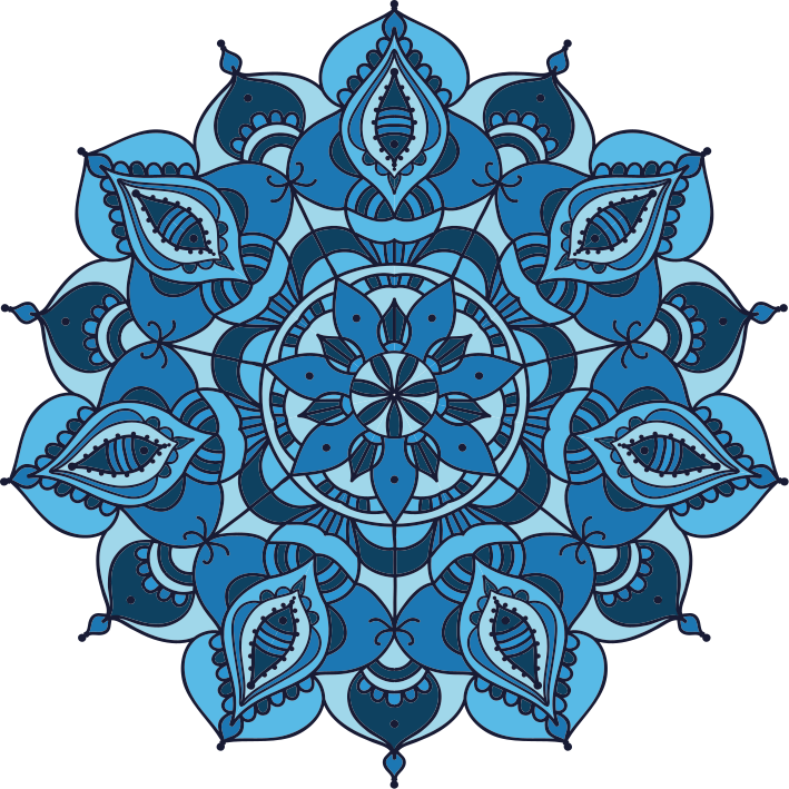 Lotus Blue Mandala Flower Wall Sticker Tenstickers