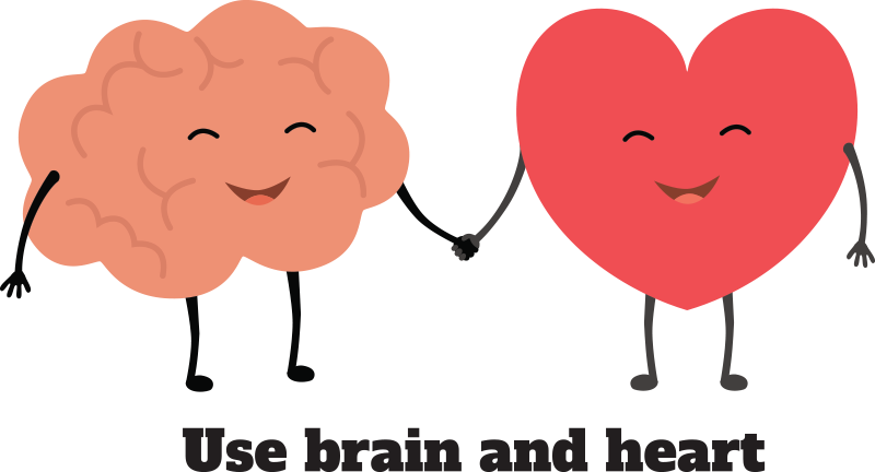 Use brain and heart inspirational quote sticker - TenStickers
