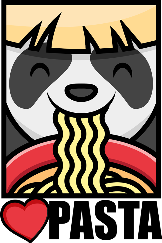 벽 스티커 요리 파스타를 좋아하는 팬더 - TenStickers