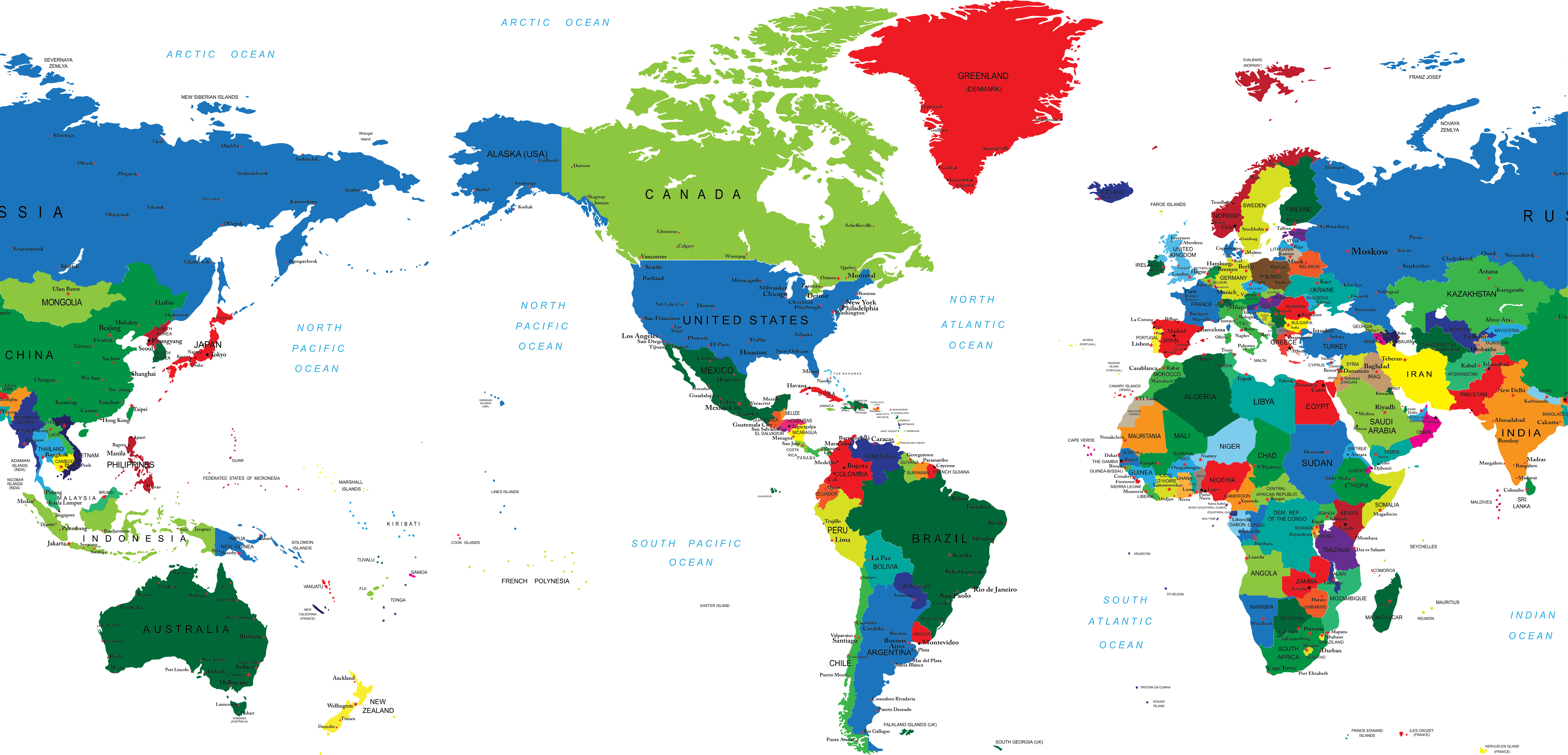 America colour world map sticker - TenStickers