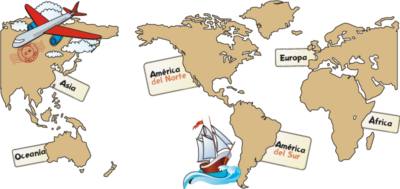 Kids Postage America World Map wall sticker - TenStickers