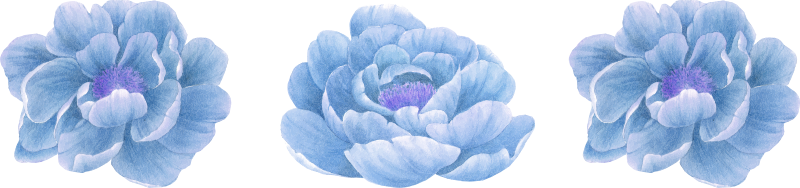Peony set in blue flower wall decal - TenStickers