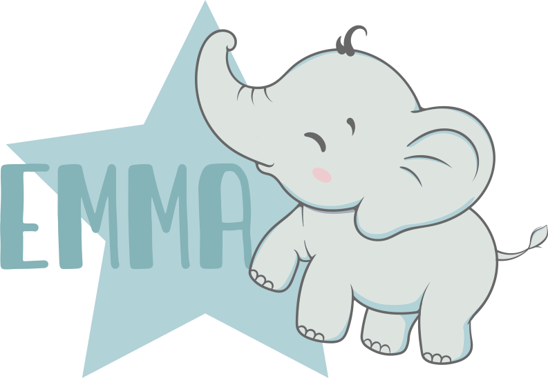 Türaufkleber Glücklicher elefant mit Namen - TenStickers