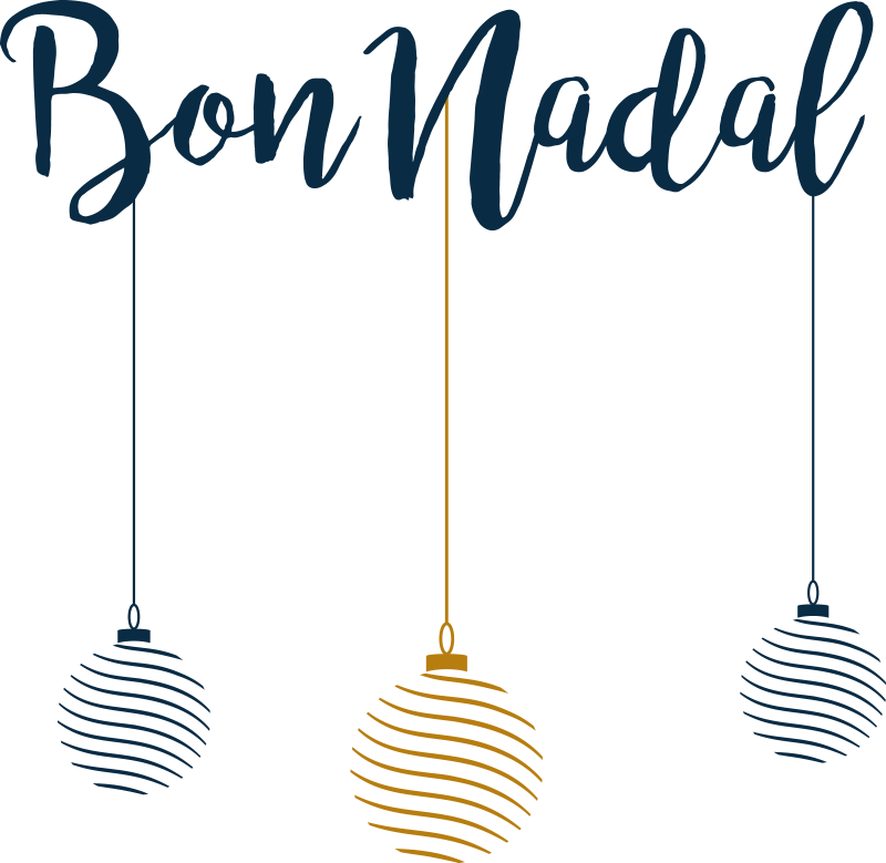 Pegatinas de navidad Bon nadal con bolas de navidad - TenVinilo
