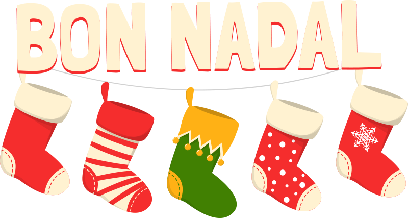 Vinilo navidad escaparate bon nadal con calcetines - TenVinilo