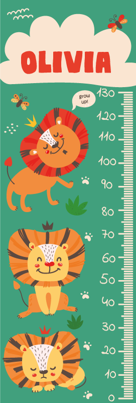 Personalised Lion height chart wall sticker - TenStickers