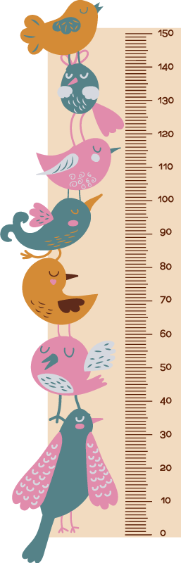 贴纸墙高度图表 彩色鸟尺 - TenStickers