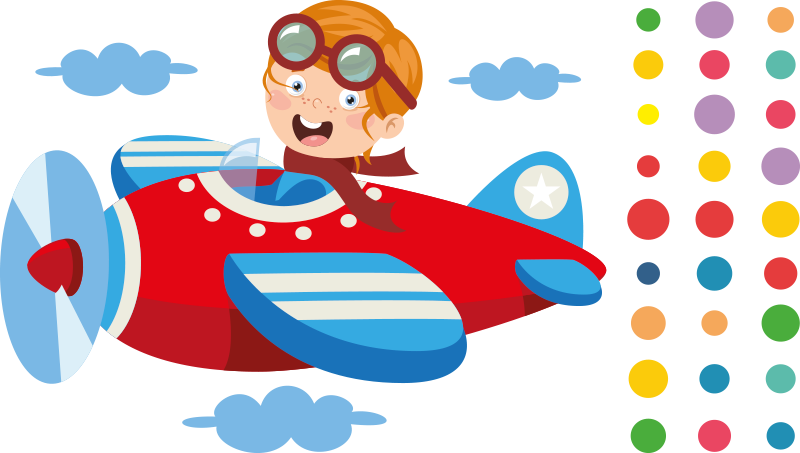 Naklejka na ścianę Czerwony samolot z konfetti - TenStickers