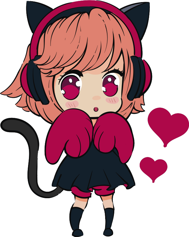 Anime girl in cat hat cartoon wall decal - TenStickers