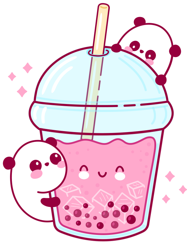 Cute panda with milk tea cartoon wall sticker - TenStickers