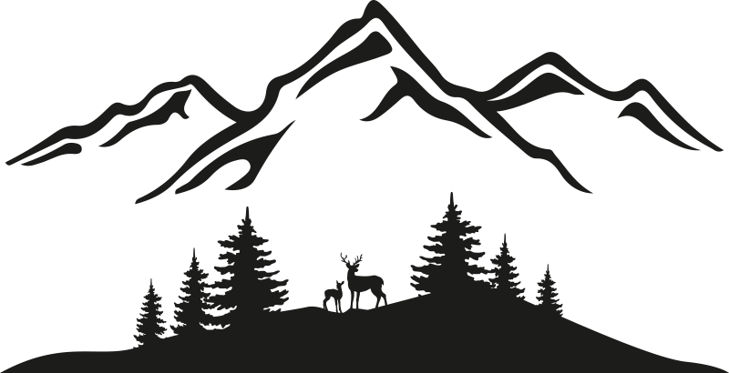 鹿の自然の壁のステッカーと山の自然 Tenstickers