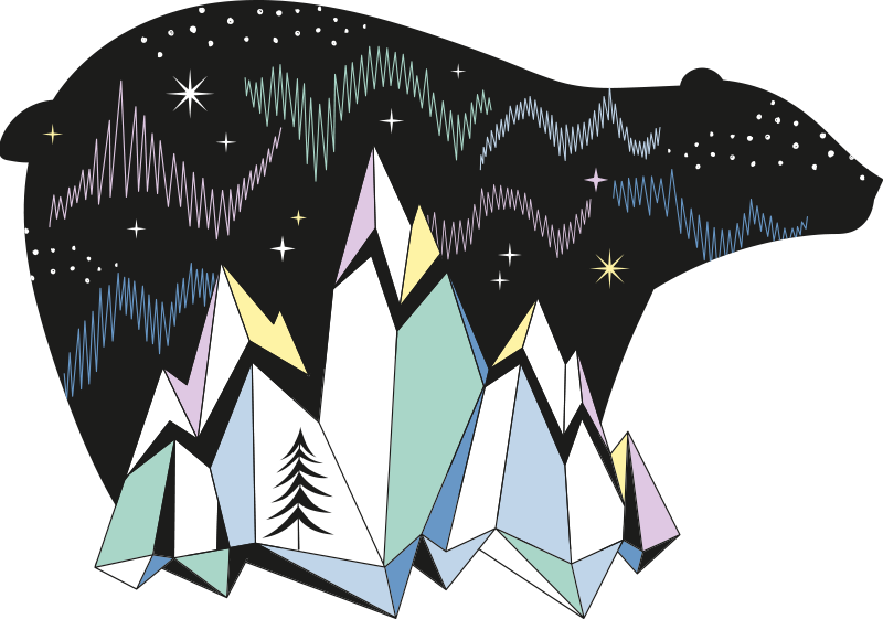 クマの形をした山の自然のデカールのデザイン - TENSTICKERS