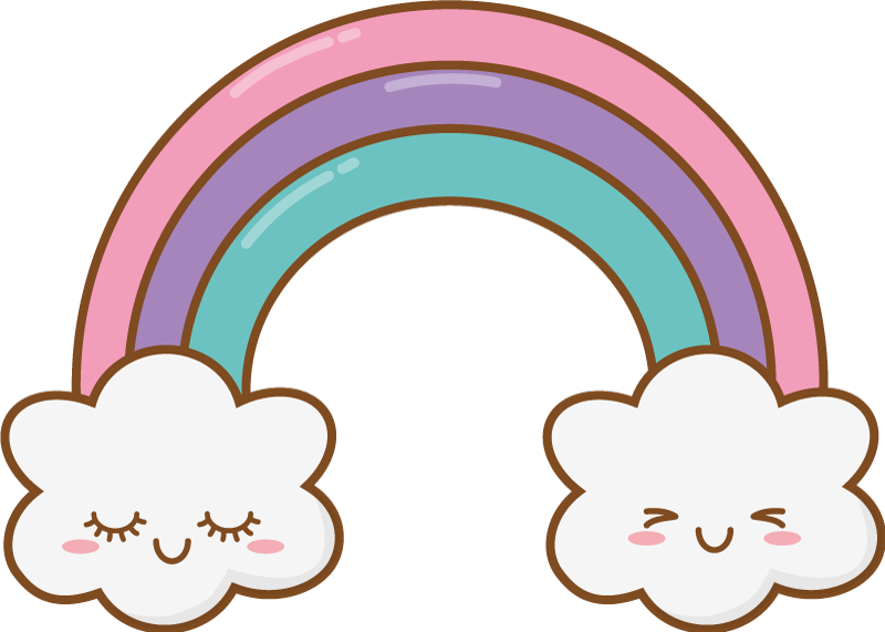 Sleeping rainbow clouds cartoon wall sticker - TenStickers