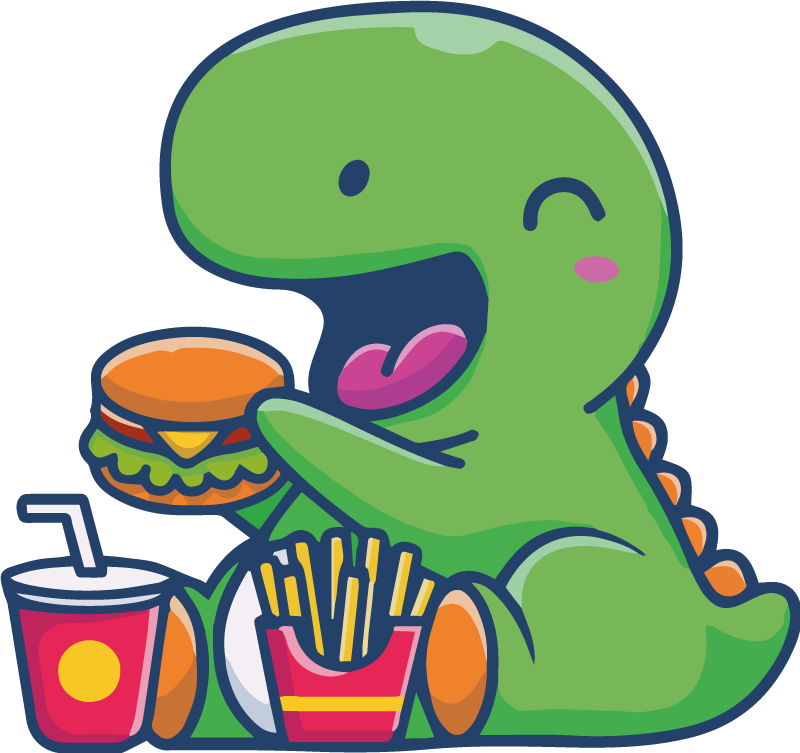 Dino Aufkleber Niedlicher dinosaurier, der essen isst - TenStickers