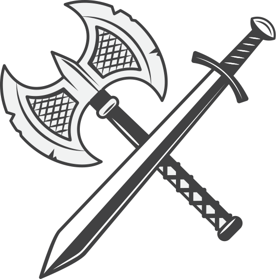 Sword and axe object wall decal - TenStickers