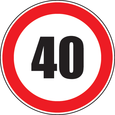 Maximum Speed 40 Road Sign Sticker