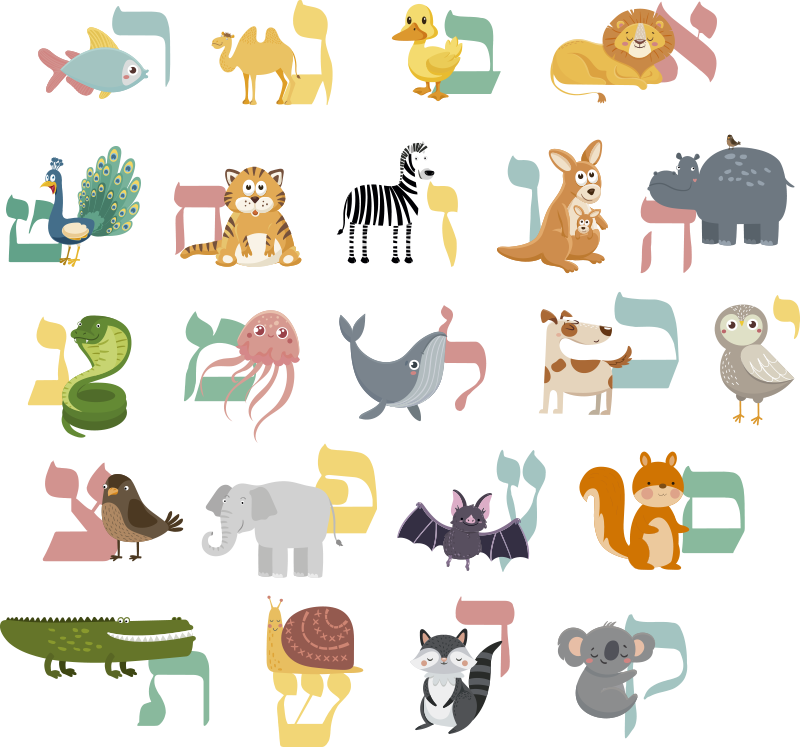 Hebrew alphabet vinyl sticker - TenStickers