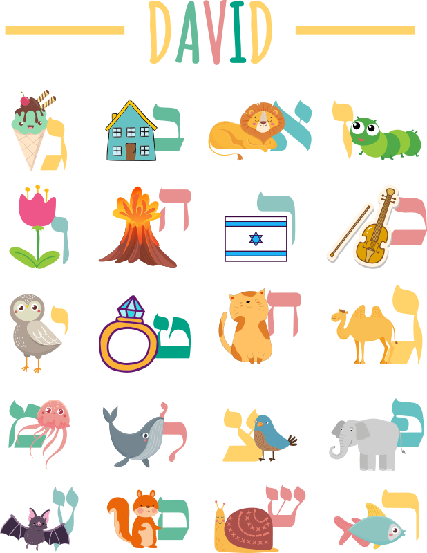 Hebrew alphabet kids alphabet wall sticker - TenStickers