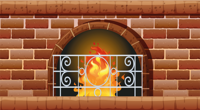 Fireplace brick gate object sticker - TenStickers