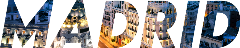 Vinilo Madrid texto fotos edificios ciudad - TenVinilo