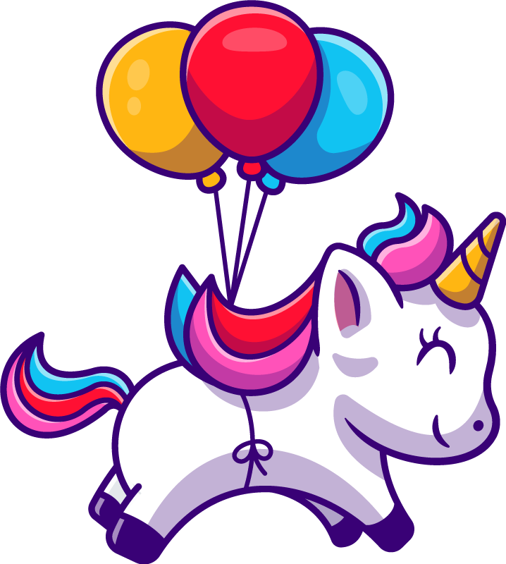 Cartoon unicorn smiling and flying fairy decal - TenStickers