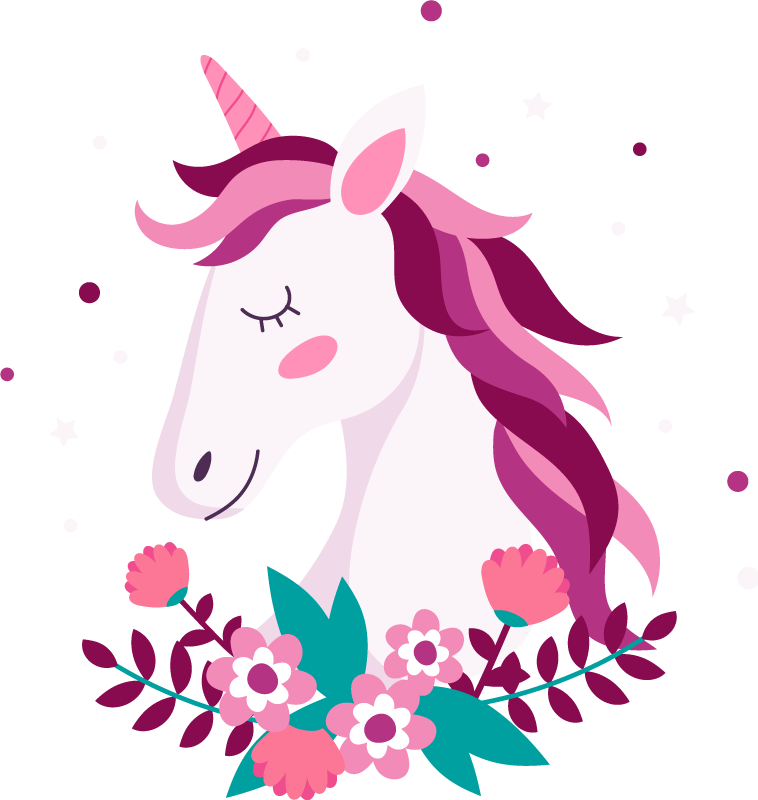 Vinilo para niñas unicornio con flores