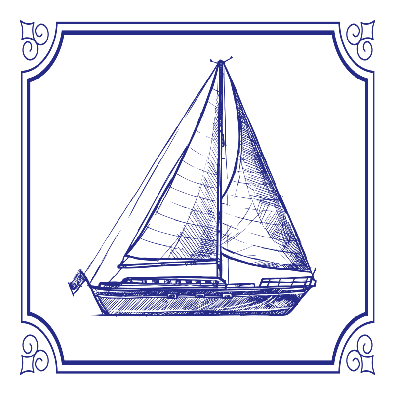 Fliesen Aufkleber blaues Segelboot - TenStickers