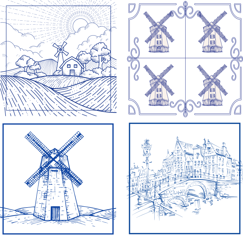 Bel terug definitief Pellen Stickers tegels Delfts blauw met verschillende dessins - TenStickers