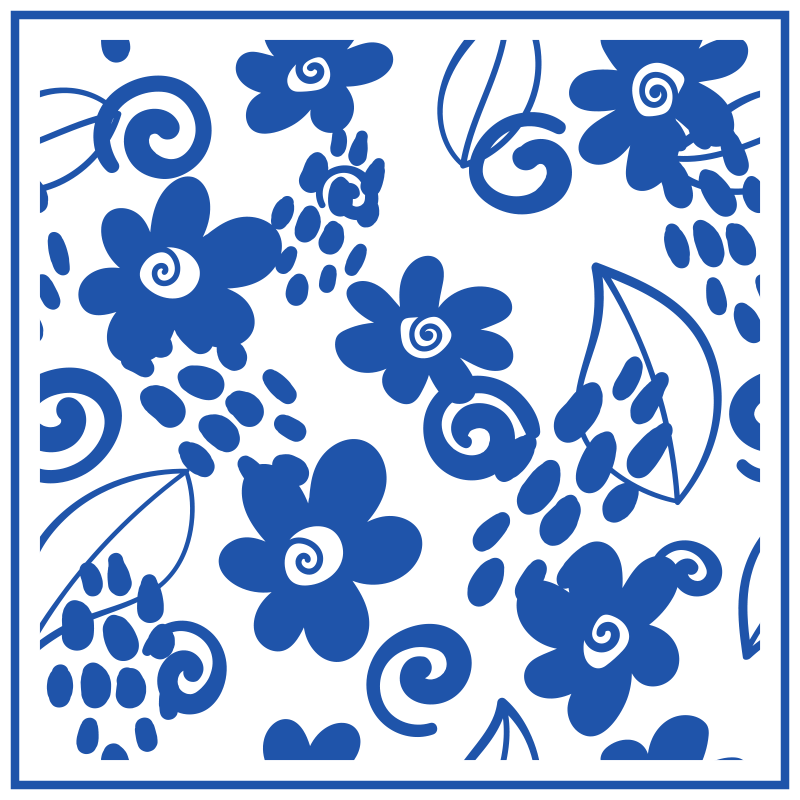 Nálepka dlaždice modré květy - TenStickers