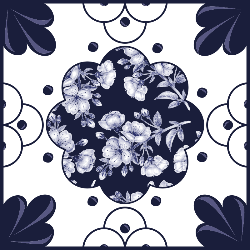 Xale com Estampa de Azulejos com Flores do Monogram S00 - Acessórios