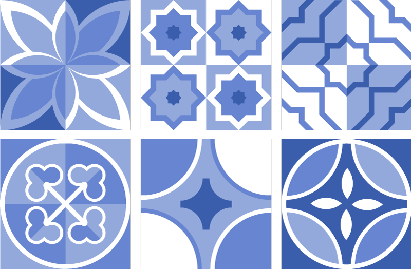 Wandtattoo Ornament blaue geometrische muster - TenStickers