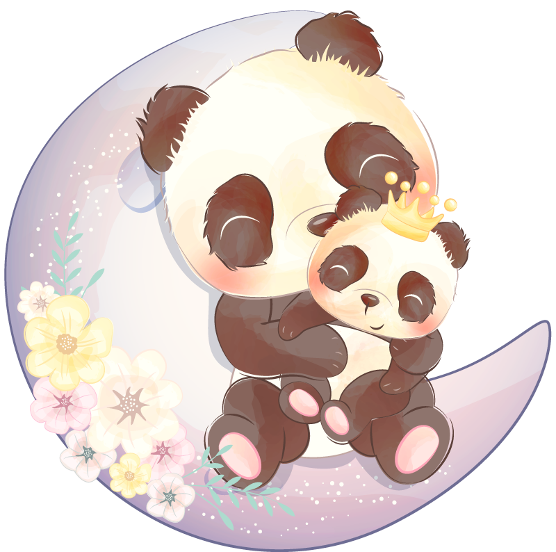 To pandaer på et månedekal - Tenstickers