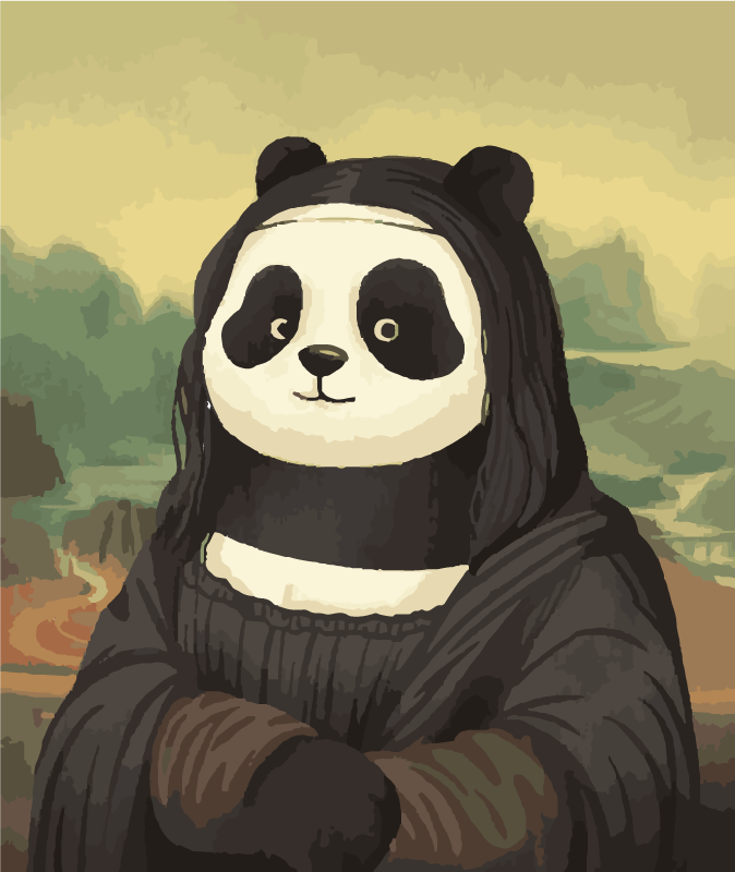 Rosto bonito panda, desenhos animados pintados à mão, animal, adorável png