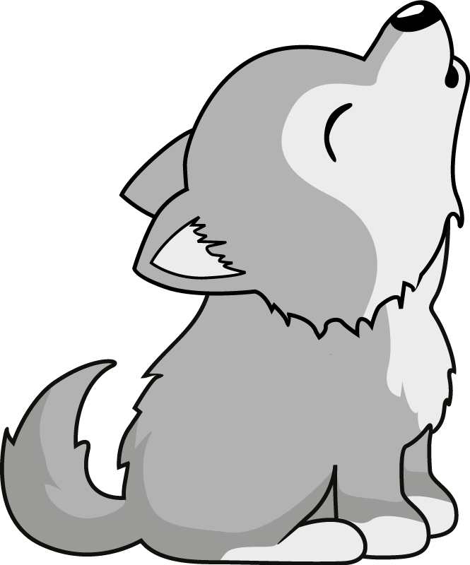 Sticker Animal Jungle Loup Assis Dessin Anime Gris Tenstickers