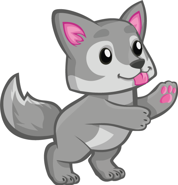Wolf cartoon cute baby wolf with paws wild animal sticker - TenStickers