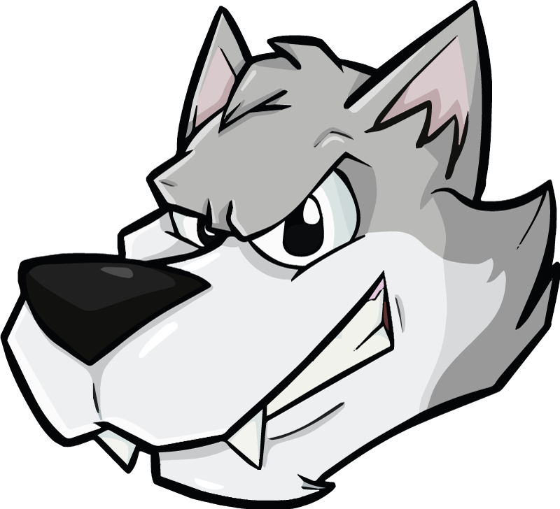 Wolf cartoon grey evil grin wild animal sticker - TenStickers
