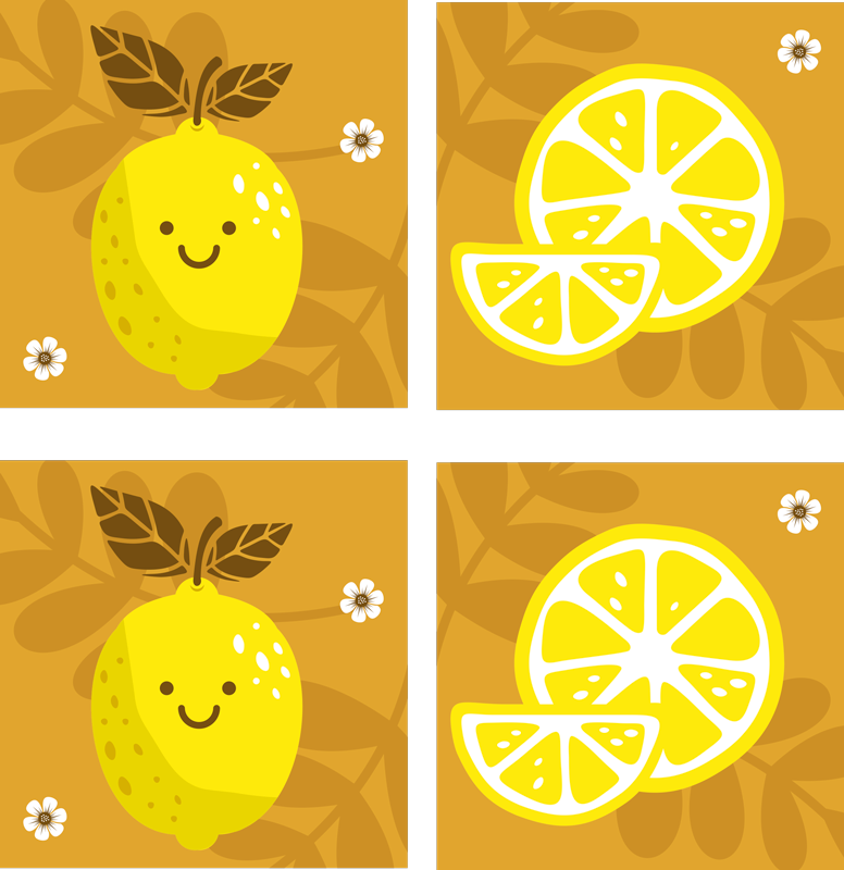 Smilende citroner fliser klistermærke - TenStickers