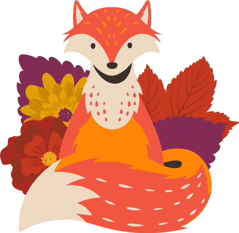 Fox in autumn leaves wild animal sticker - TenStickers