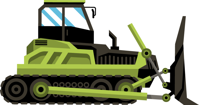 Excavator bulldozer green cartoon for kids toy decal - TenStickers