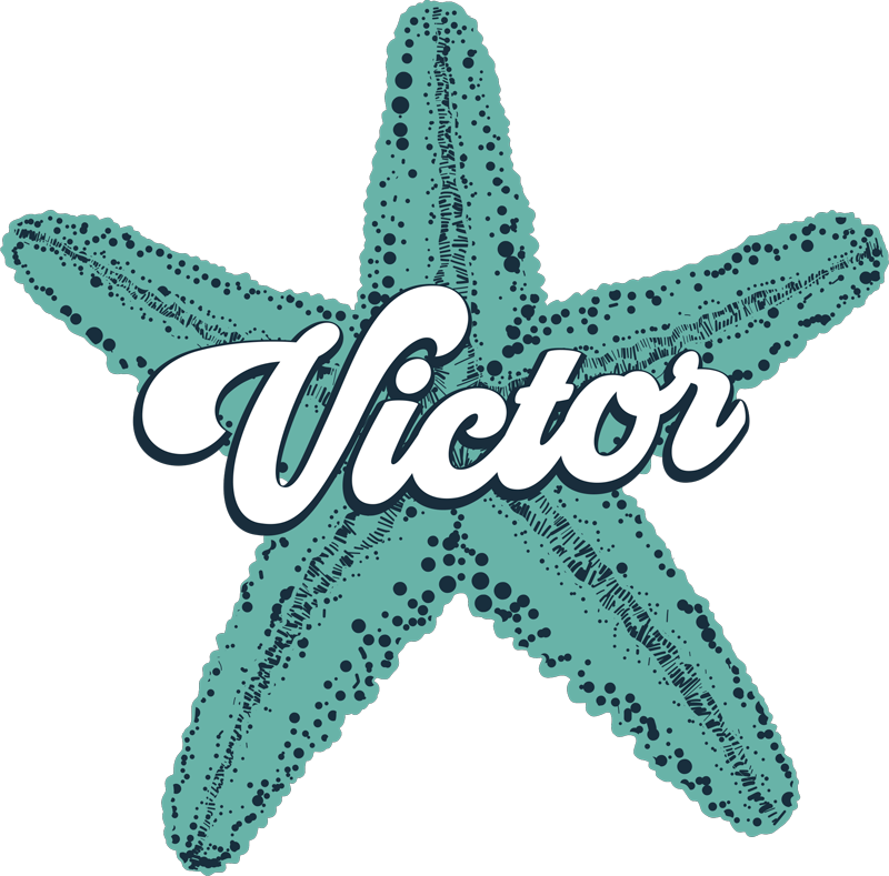 パーソナライズされた青いヒトデのステッカー - TENSTICKERS