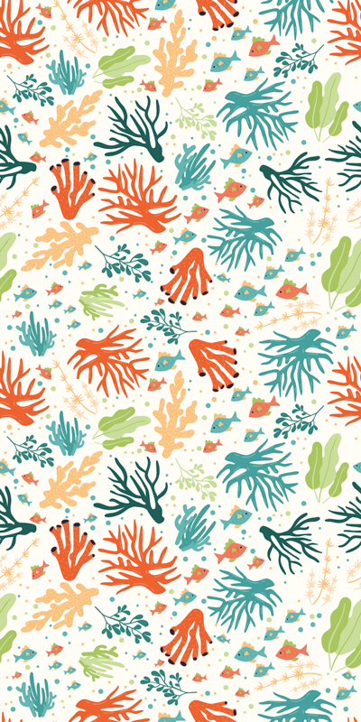 Autocolant pentru usa scena de corali colorată - TenStickers