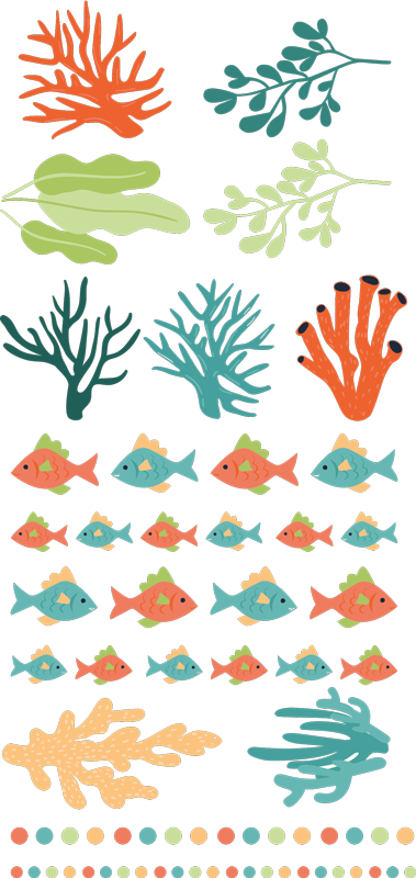 Färgglada korall fisk klistermärke - Tenstickers