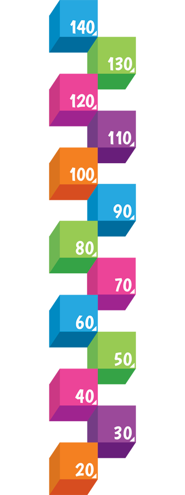 3D Cubes Height Chart Sticker - TenStickers