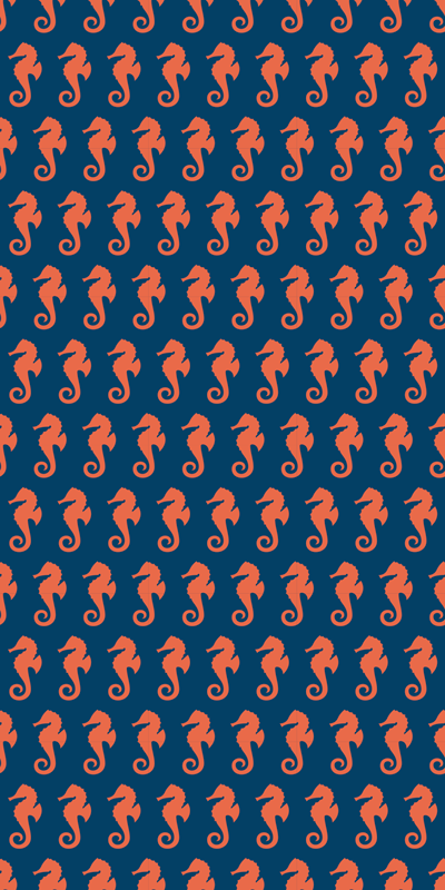 Orange sea horse pattern fridge sticker - TenStickers