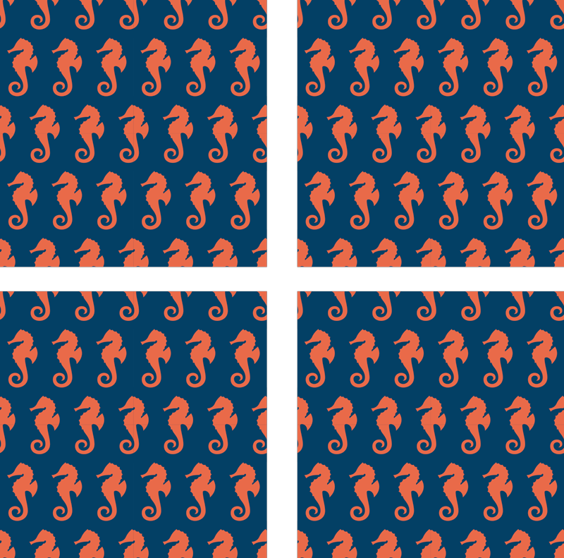 Autocolantes azulejos decorativos Cavalo marinho laranja - TenStickers